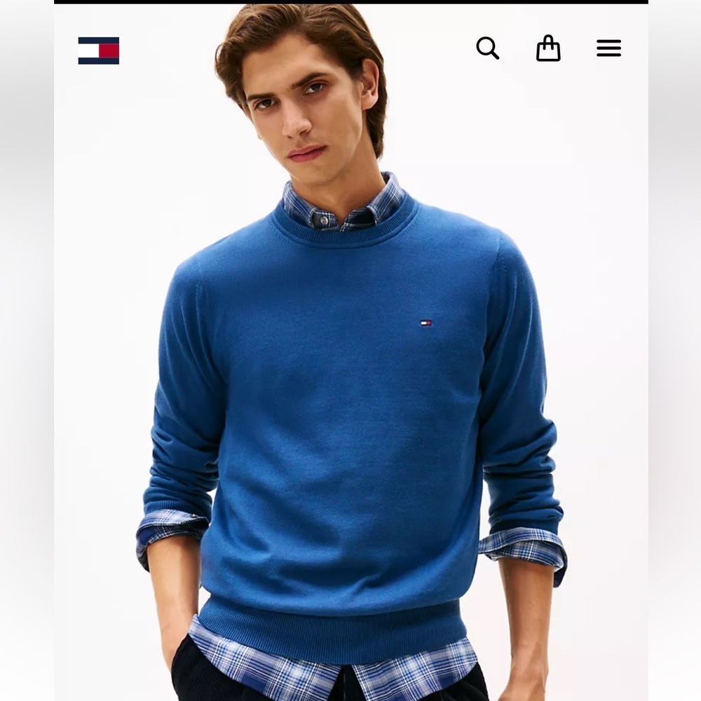 Tommy Hilfiger men's cotton crewneck sweater in a blue colorway Size XL